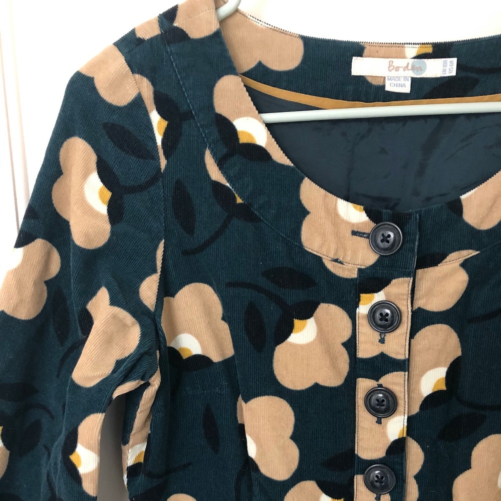 Boden Floral Print Corduroy Dress size 6